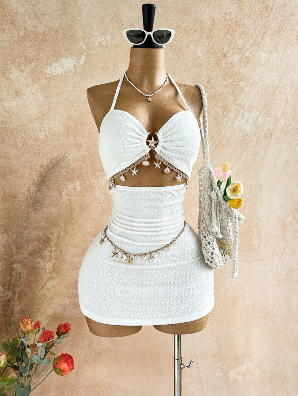 EVE Halterneck Hollow Out Backless Mini Dress(Without Chain) GXIY-K26L2300