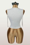 EVE Solid Color Drawstring Sleeveless Tops YWXS-K25L1619