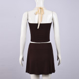 EVE Contrast Color Tie Up Two Piece Skirts Set GFRT-42131SBG