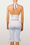 EVE Solid Color Halterneck Top Seventh Pants Suit YWXS-K25L1878