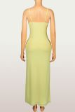 EVE Solid Color V Neck Sling Maxi Dress YWXS-K26L2175