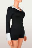 EVE Lapel Patchwork V Neck Romper YWXS-K26L2180