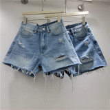 EVE Holes Raw Edge Denim Shorts GZYN-R9117