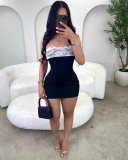 EVE Contrast Color Lace Patchwork Mini Dress YWXS-K25L1833