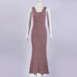 EVE Sleeveless Stripe Fishtail Dress GFRT-42099DBG