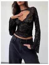 EVE Lace See Through Solid Top YWXS-K25L1761
