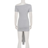 EVE Solid Color Short Sleeve Mini Dress GPKJ-MR48963