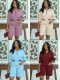 EVE 3/4 Sleeve Solid Color Shirt Belt Short 2 Piece Set GMYU-11311