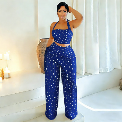 EVE Polka Dots Print Tassel Two Piece Pants Set YF-11014