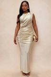 EVE Sleeveless Solid Color Ruched Maxi Dress GMYU-10370