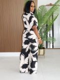 EVE Contrast Color Print Shirt Wide Leg Pants Suit GMYU-11310