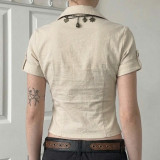 EVE Short Sleeve Lapel Solid Color Shirt GPKJ-MR49194