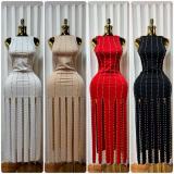 EVE Sleeveless Solid Color Beading Maxi Dress GADE-11273