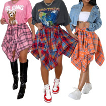 EVE Plaid Shirt Irregular Skrits QYMF-104