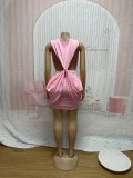 EVE Deep V Neck Sleeveless Ruched Mini Dress SFY-863