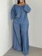 EVE Plus Size Long Sleeve Ruched Two Piece Pants Set QMZF-1103