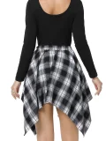 EVE Plaid Print Patchwork Irregular Halterneck Skirt QYMF-104-1