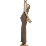 EVE V Neck Backless Chain Slim Maxi Dress XEF-K6D04495A