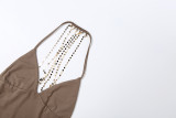 EVE V Neck Backless Chain Slim Maxi Dress XEF-K6D04495A