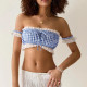 EVE Stripe Lace Edge Wrap Chest Tops QMZF-18018