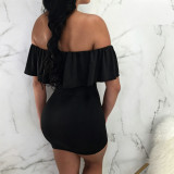 EVE Solid Color Ruffles Bandage Dress BN-9473