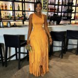 EVE Solid Color Tassel Sleeveless Maxi Dress YF-11017