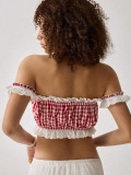 EVE Stripe Lace Edge Wrap Chest Tops QMZF-18018