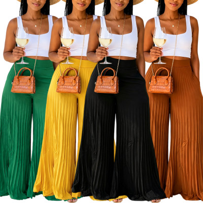 EVE Solid Color Press Pleated Loose Pants QYMF-N108