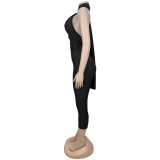 EVE Casual Solid Color Backless Seventh Jumpsuit BY-7719