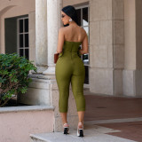 EVE Solid Color Wrap Chest Seventh Jumpsuit BY-7693