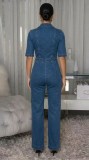 EVE Fashion Denim Zipper Slim Jumpsuit OSM-6011