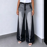 EVE Plus Size Contrast Color Irregular Patchwork Jeans GYLN-4973