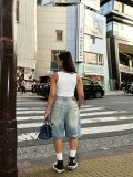 EVE Plus Size Casual Holes Washed Denim Shorts GYLN-6679