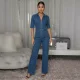 EVE Fashion Denim Zipper Slim Jumpsuit OSM-6011