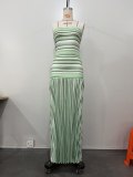 EVE Contrast Color Stripe Knits Sling Maxi Dress OLYF-6200