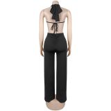 EVE Sexy Tie Up Backless Solid Color Jumpsuit BY-7687