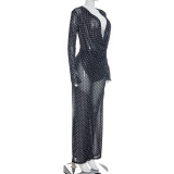 EVE Mesh See Through Print Two Piece Pants Set GDSF-J26ST182