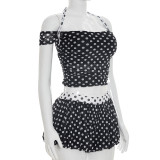 EVE Color Block Polka Dots Print Short Suit GDSF-J26ST178