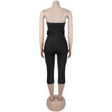 EVE Solid Color Wrap Chest Seventh Jumpsuit BY-7693