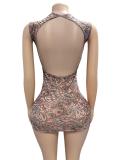 EVE Print Backless Sleeveless Mini Dress GFCF-1458