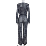 EVE Mesh See Through Print Two Piece Pants Set GDSF-J26ST182