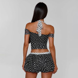 EVE Color Block Polka Dots Print Short Suit GDSF-J26ST178