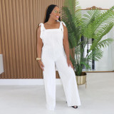 EVE Solid Color Stripe Sling Loose Jumpsuit BY-7698