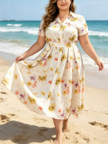 EVE Print Short Sleeve Midi Dress GAWE-6761