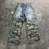 EVE Men's Plus Size Camouflage Patchwork Holes Loose Jeans GYLN-1021