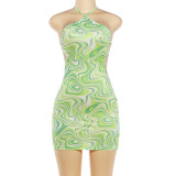 EVE Print Halterneck Backless Mini Dress GZJQ-K6D08542A