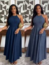 EVE Fashion Denim Off Shoulder Sling Maxi Dress GADE-6755