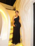EVE Single Shoulder Solid Color Ruched Maxi Dress GADE-11340