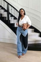 EVE Plus Size Color Block Patchwork Heart Jeans GYLN-9642