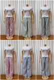 EVE Plus Size Solid Color T Shirt Stripe Pants 2 Piece Set GADE-11411